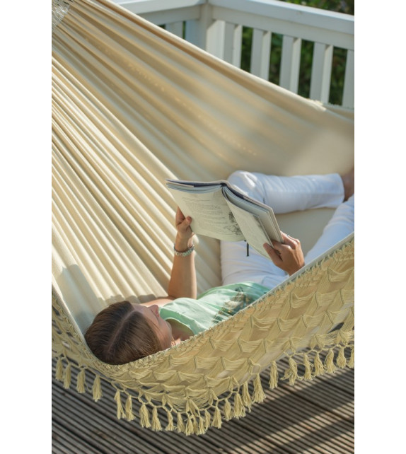 Luxusní brazilská houpací síť s volánky | Hammock Bossanova Champagne 2