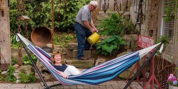 Hammock with stand for small home gardens